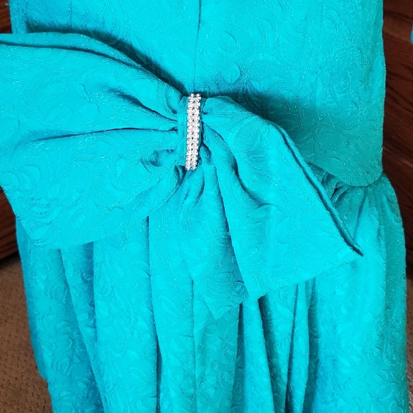 Vintage 1980's prom dress teal green - Picture 7 of 7